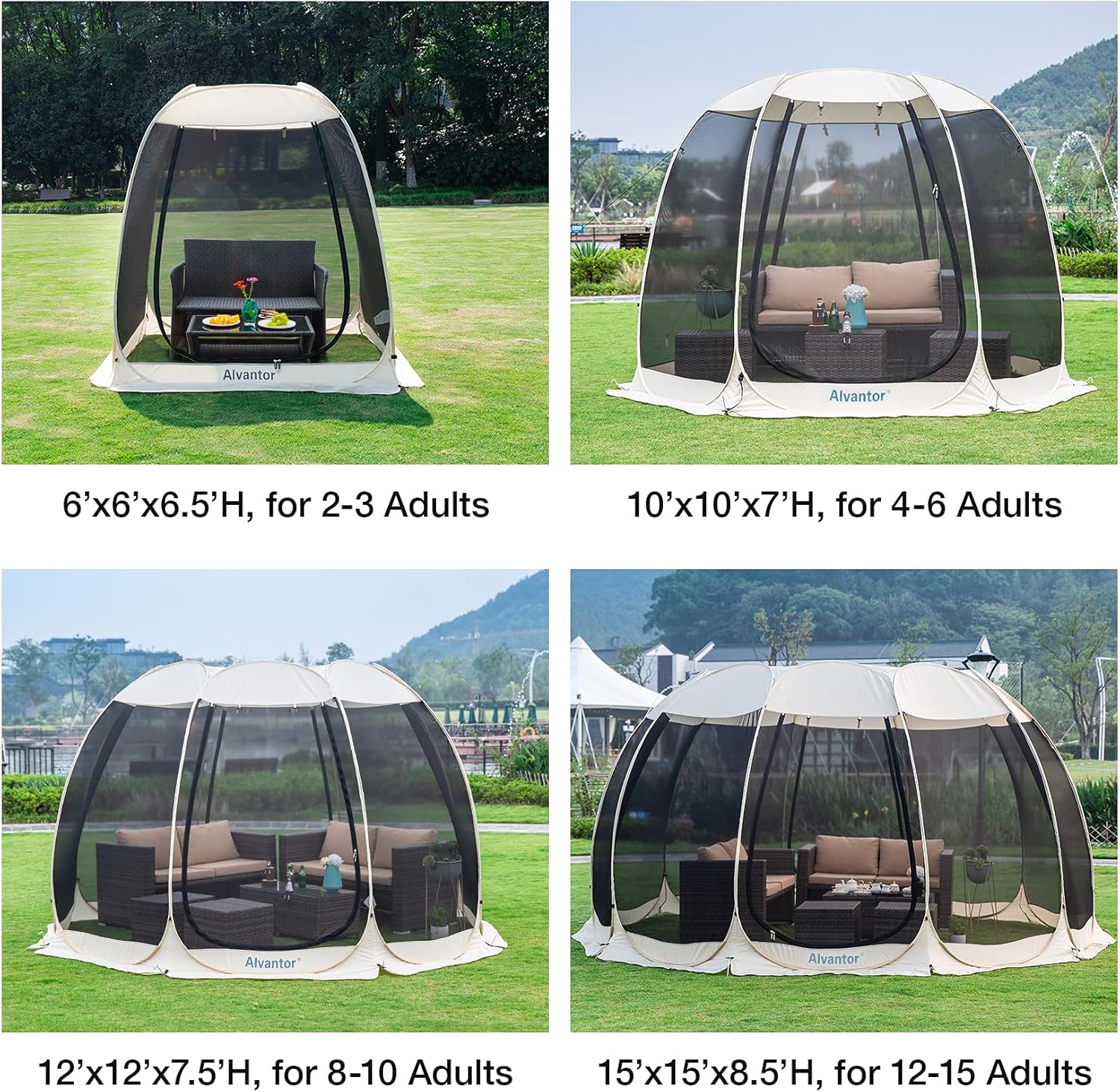 Thumbnail 4 de Alvantor Pop Up Screen House Gazebo with Mosquito Netting (UPF 50+ UV Sun Shelter) for Patio & Backyard