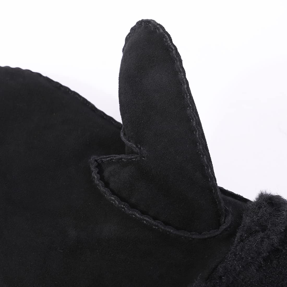 Detalle de Harssidanzar Herren Winter Fäustlinge – Lederfäustlinge mit Lammfellfutter und Pelzmanschette KM042EU