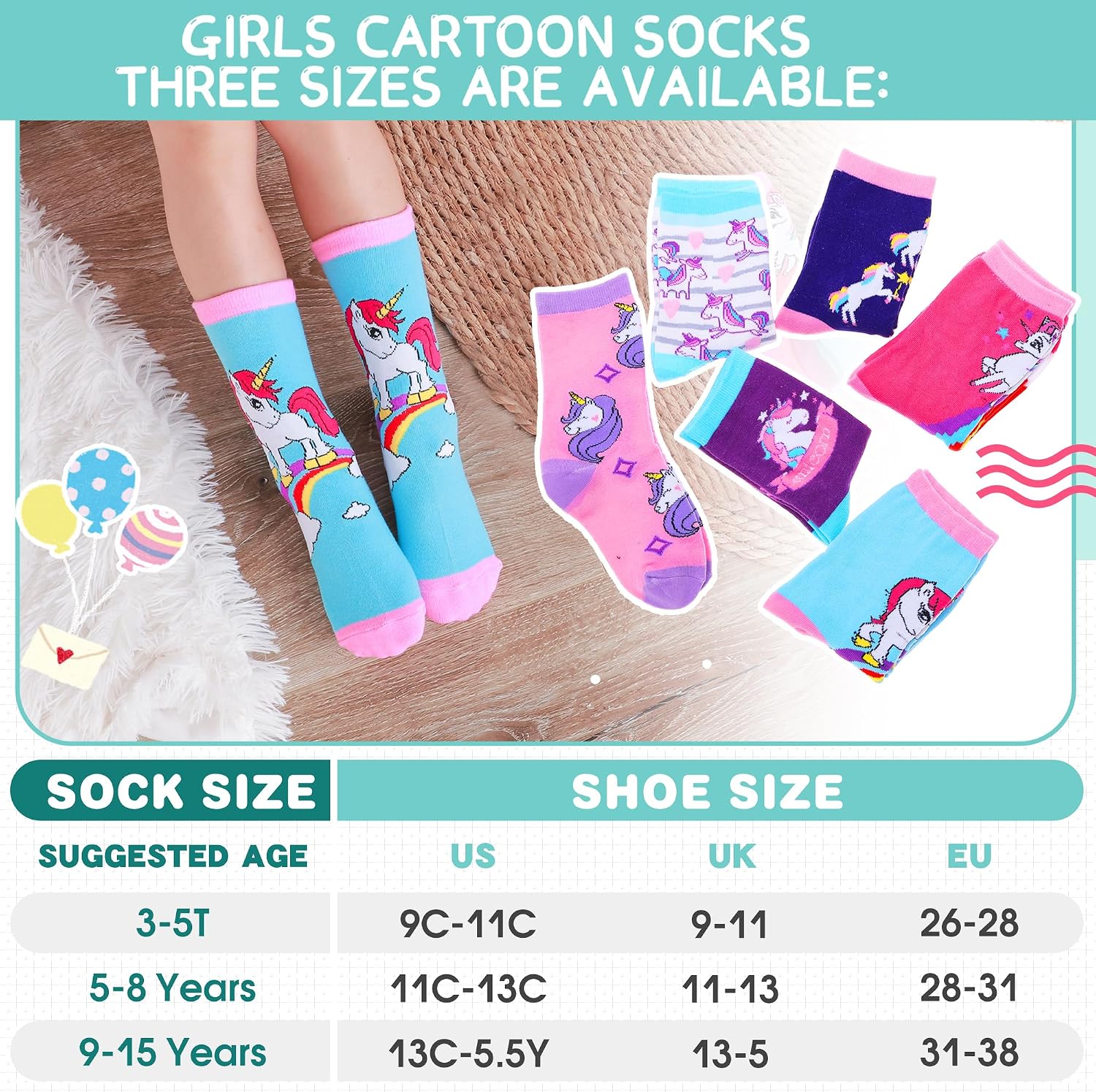 Thumbnail 4 de EBMORE Girls cotton socks 6 pack