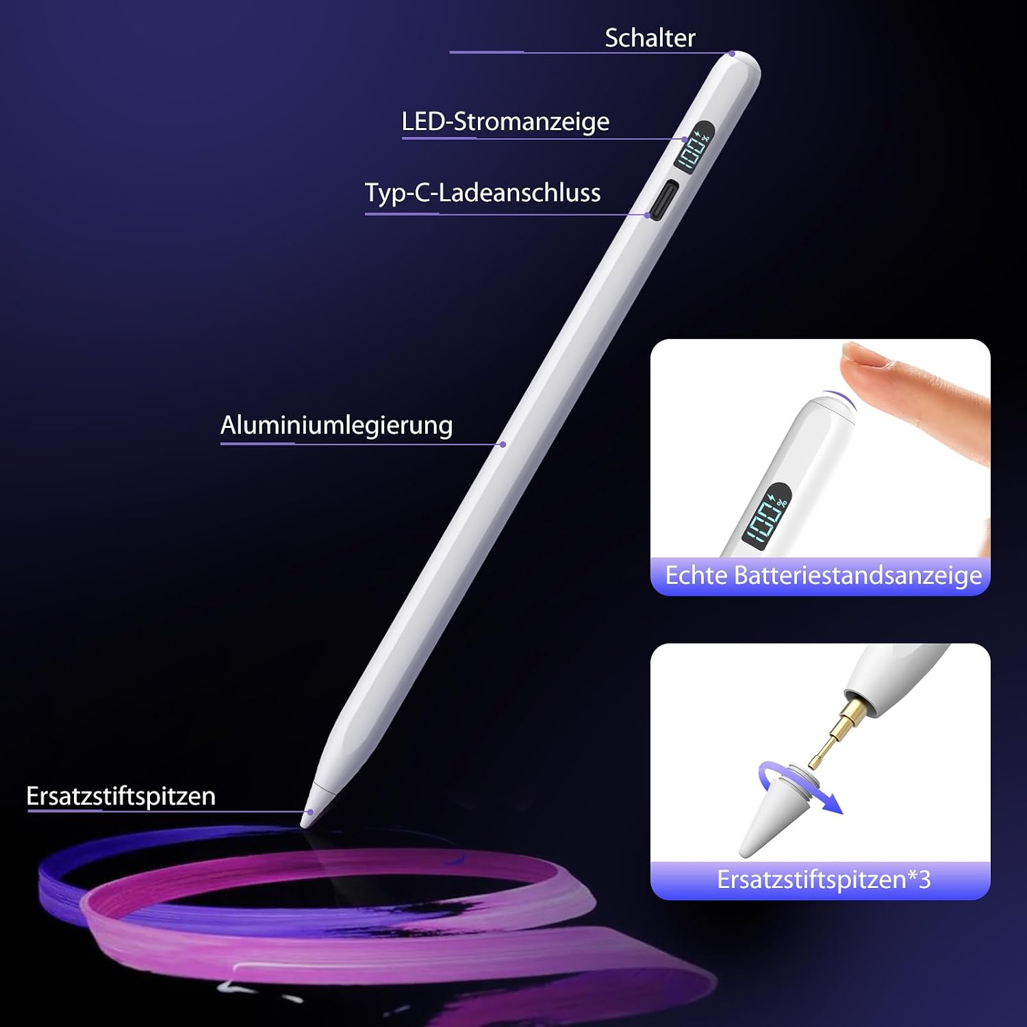 Detalle 2 de Mixoo Stylus Pen iPad 11h Arbeitszeit