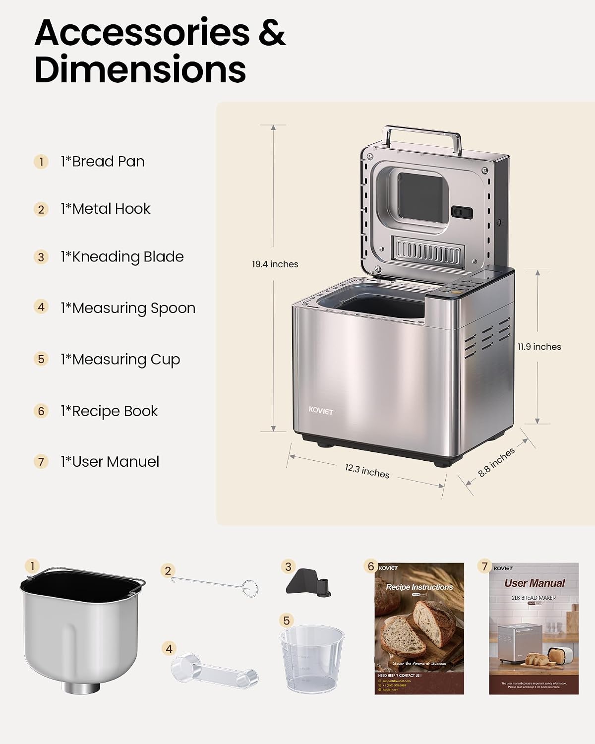 Thumbnail 6 de KOVIET 25-in-1 Bread Maker Machine