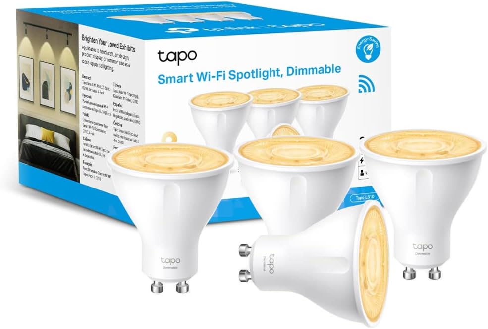 Detalle de Tapo L610 GU10 Smart Spotlight 4-Pack 1–100% dimmable
