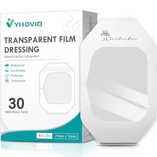 Imagen de YHOVID Transparent Film Dressing 4" x 4.75" (Box of 30): Waterproof, Hypoallergenic Wound Care en OfertitasTOP