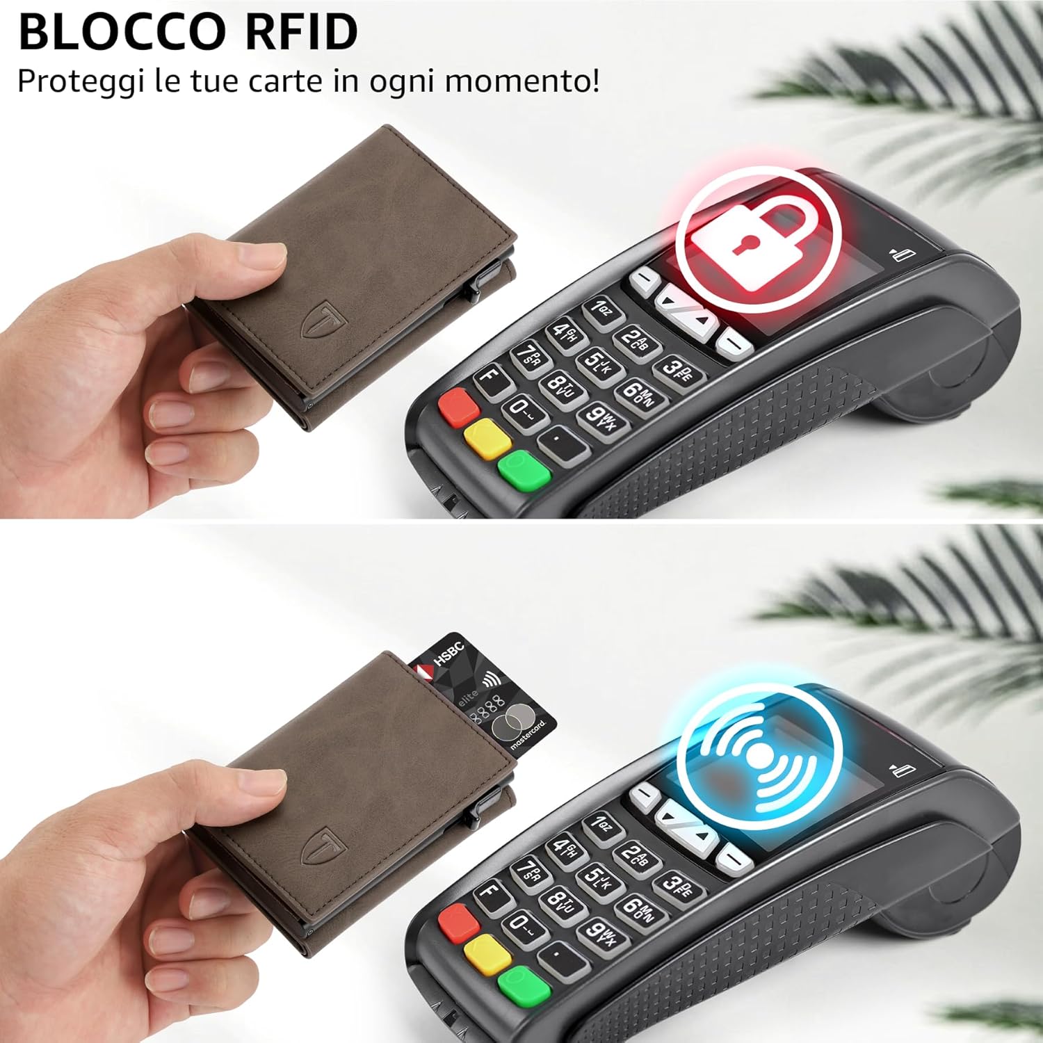 Detalle de Tomylv Portafoglio Uomo RFID Magnetico Chiusura – Slim, con ID Window e mini portamonete