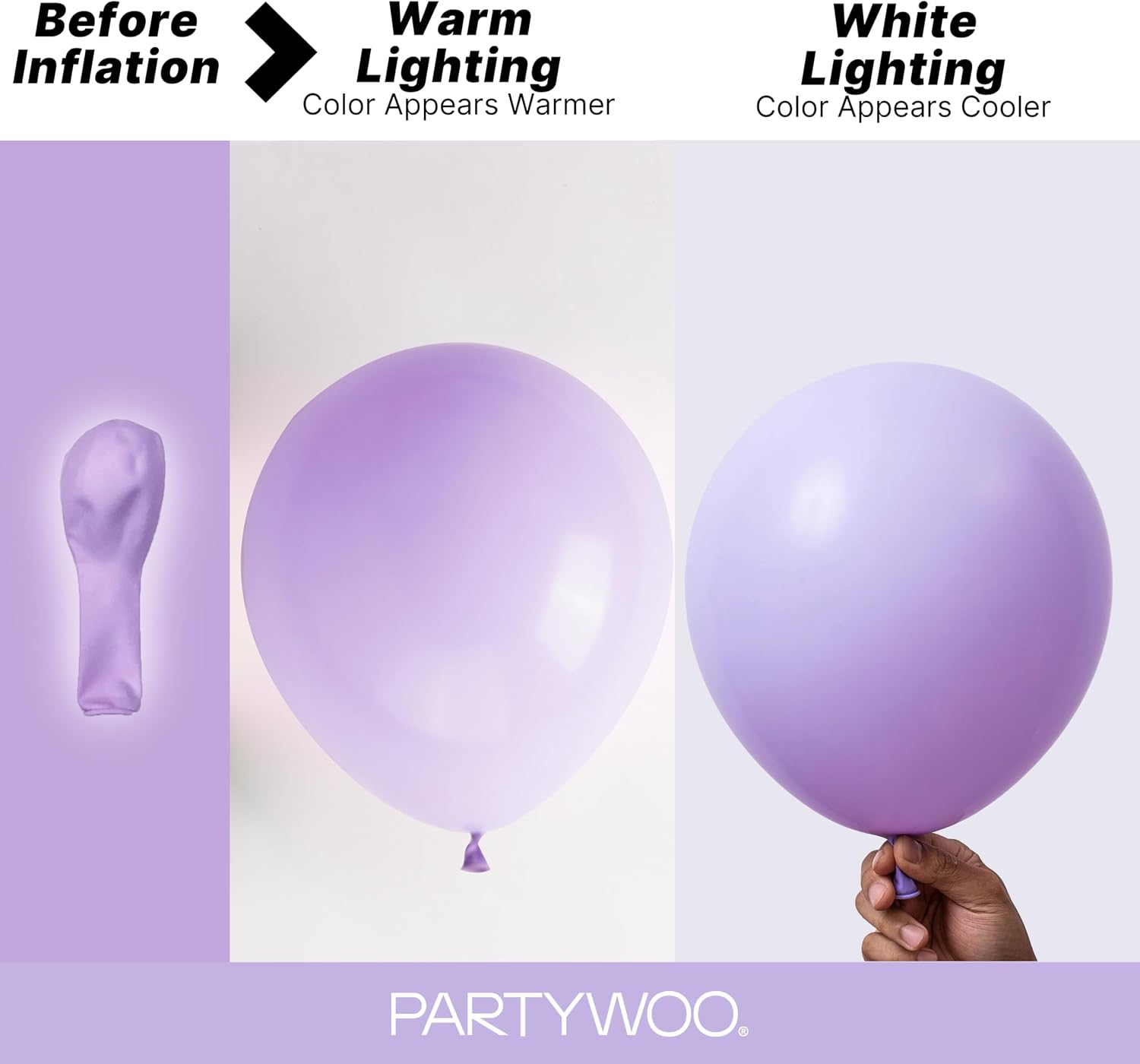Detalle 1 de PartyWoo Lavender Balloons 127 pcs ๐