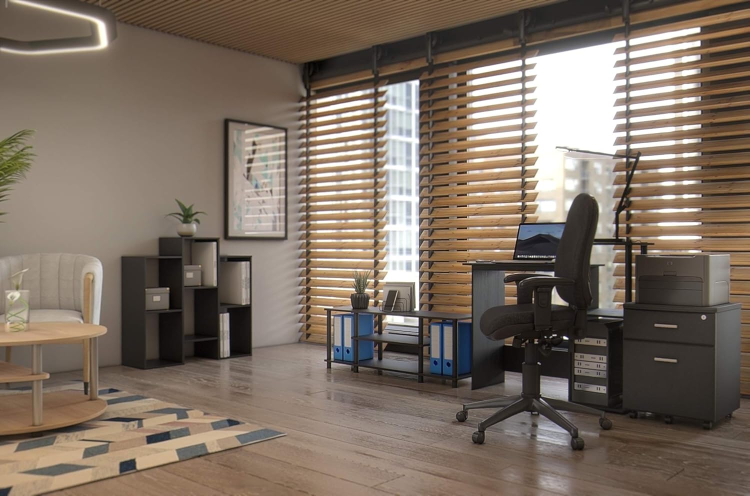 Thumbnail 1 de Furinno Efficient Home Laptop Notebook Desk: Compact, Durable Study and Writing Desk (Americano/Black)
