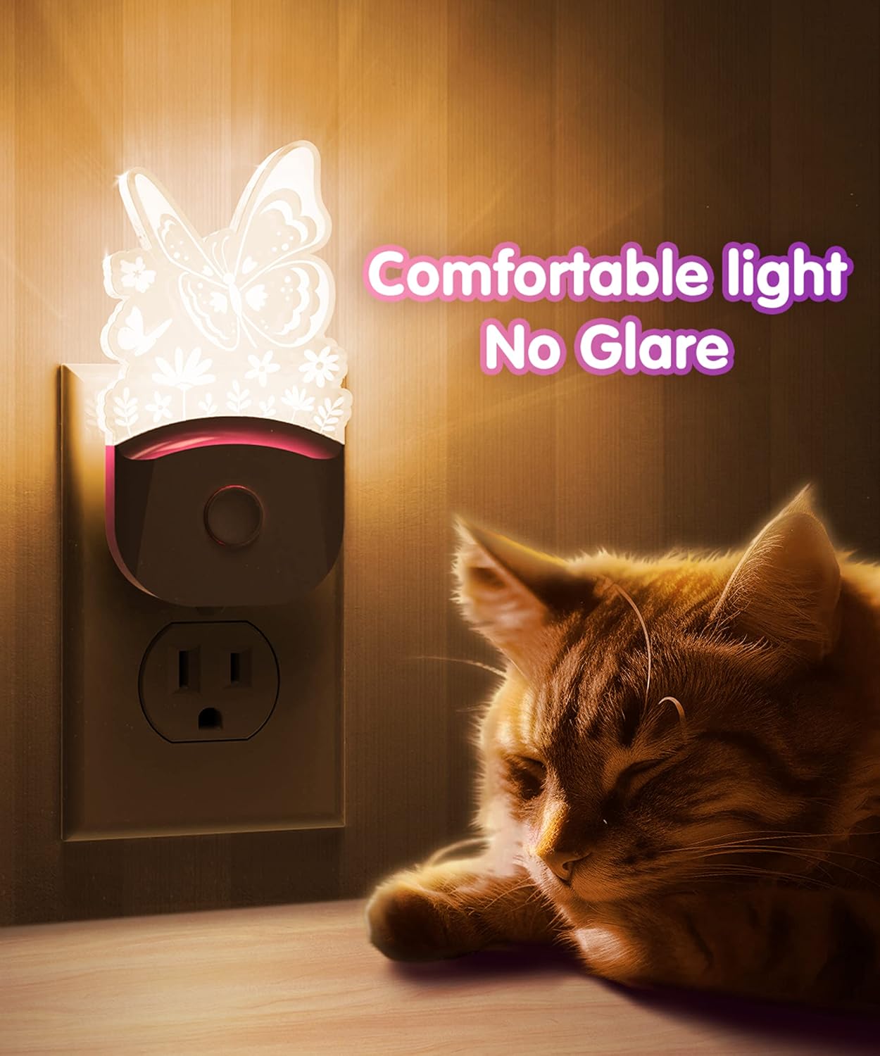 Detalle 1 de L LOHAS LED GY-083-09-US-2 Butterfly Night Lights, 2-Pack, Colour-Changing