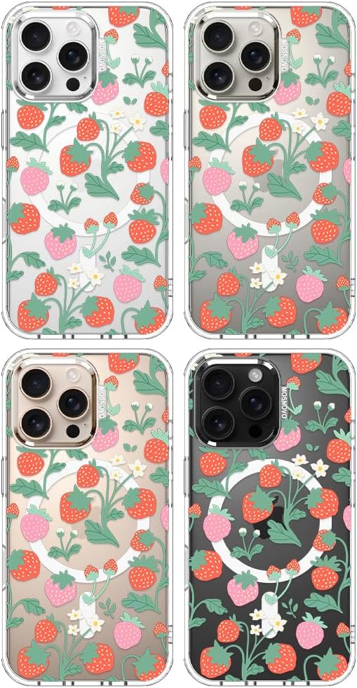 Thumbnail 2 de MOSNOVO Case for iPhone 16 Pro Max (MagSafe) Clear Strawberry Garden — Buffertech drop protection