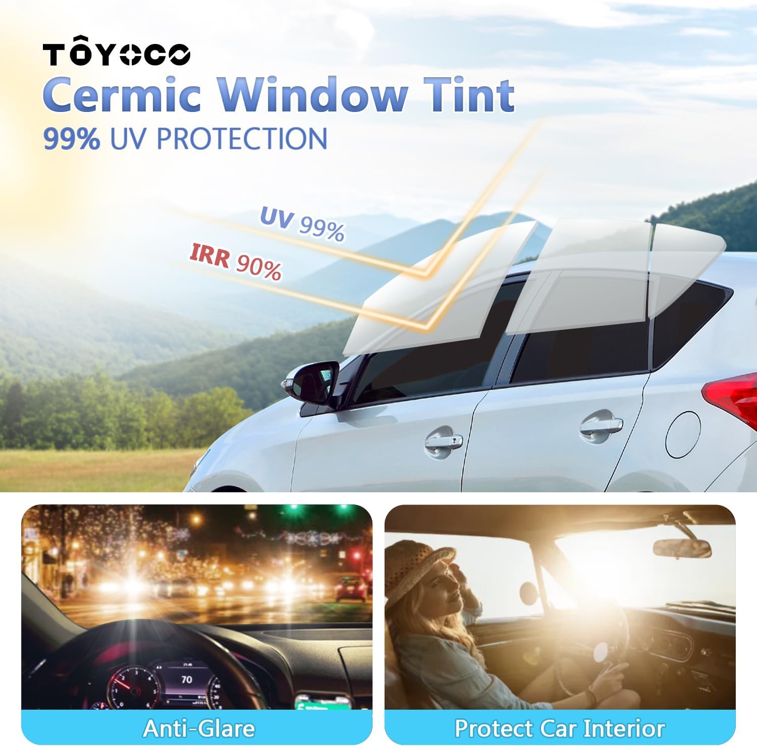 Thumbnail 2 de TOYOCO 35% VLT Ceramic Car Window Tint Film (20in × 20ft) — UV & IR Protection Privacy Roll
