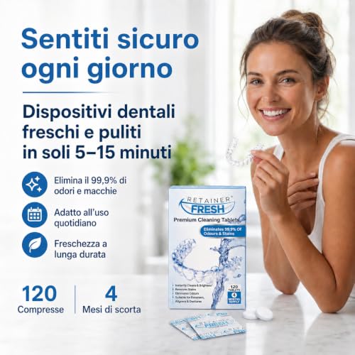 Detalle 2 de Retainer Fresh Compresse Detergenti per Apparecchio Ortodontico, 120