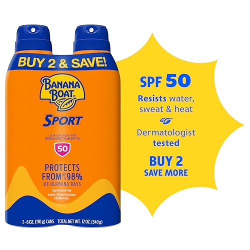 Detalle 2 de Banana Boat Sport SPF 50 Sunscreen Spray (6 oz, 2 Pack) — Broad-Spectrum, Sweat & Water Resistant