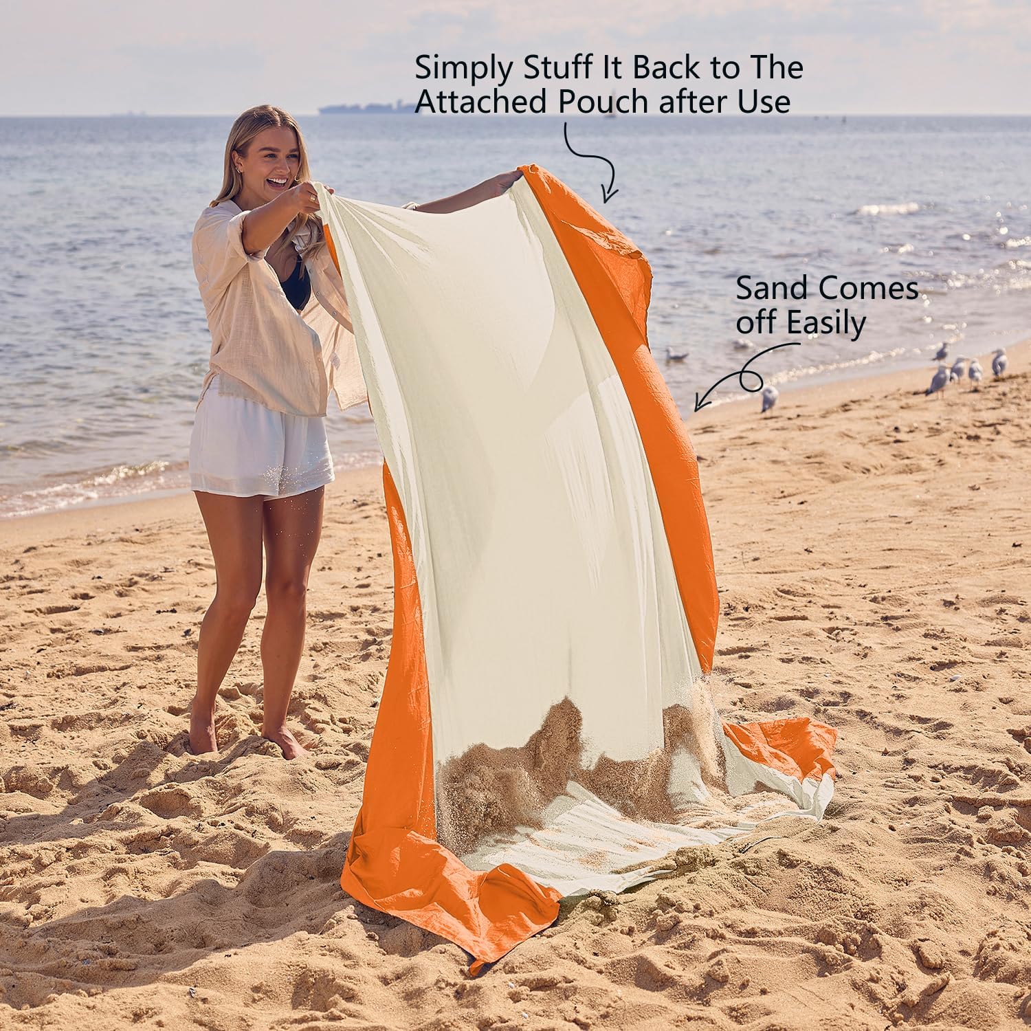 Thumbnail 4 de WEKAPO Beach Blanket Sandproof Waterproof – Oversized 10' x 9' with Stakes
