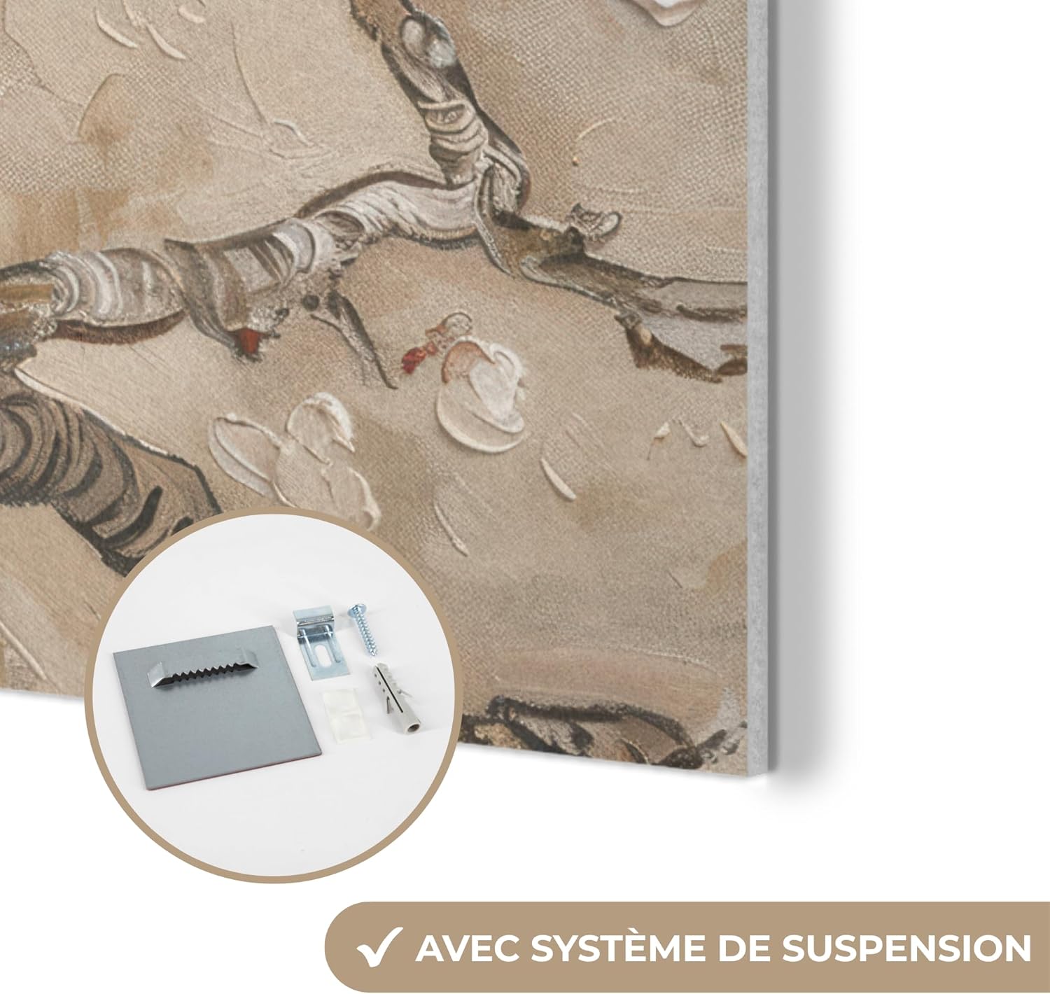 Thumbnail 6 de Décoration murale en feutre 70x100 cm MuchoWow – design floral beige/blanc pour salon et chambre