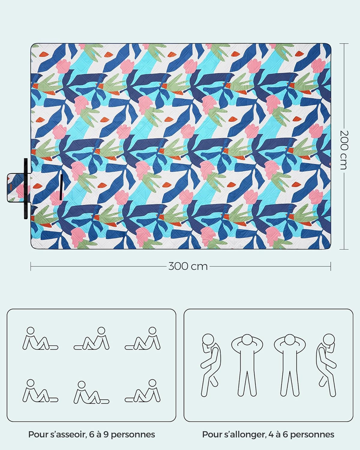 Thumbnail 2 de SONGMICS Couverture de Pique-Nique 300 x 200 cm