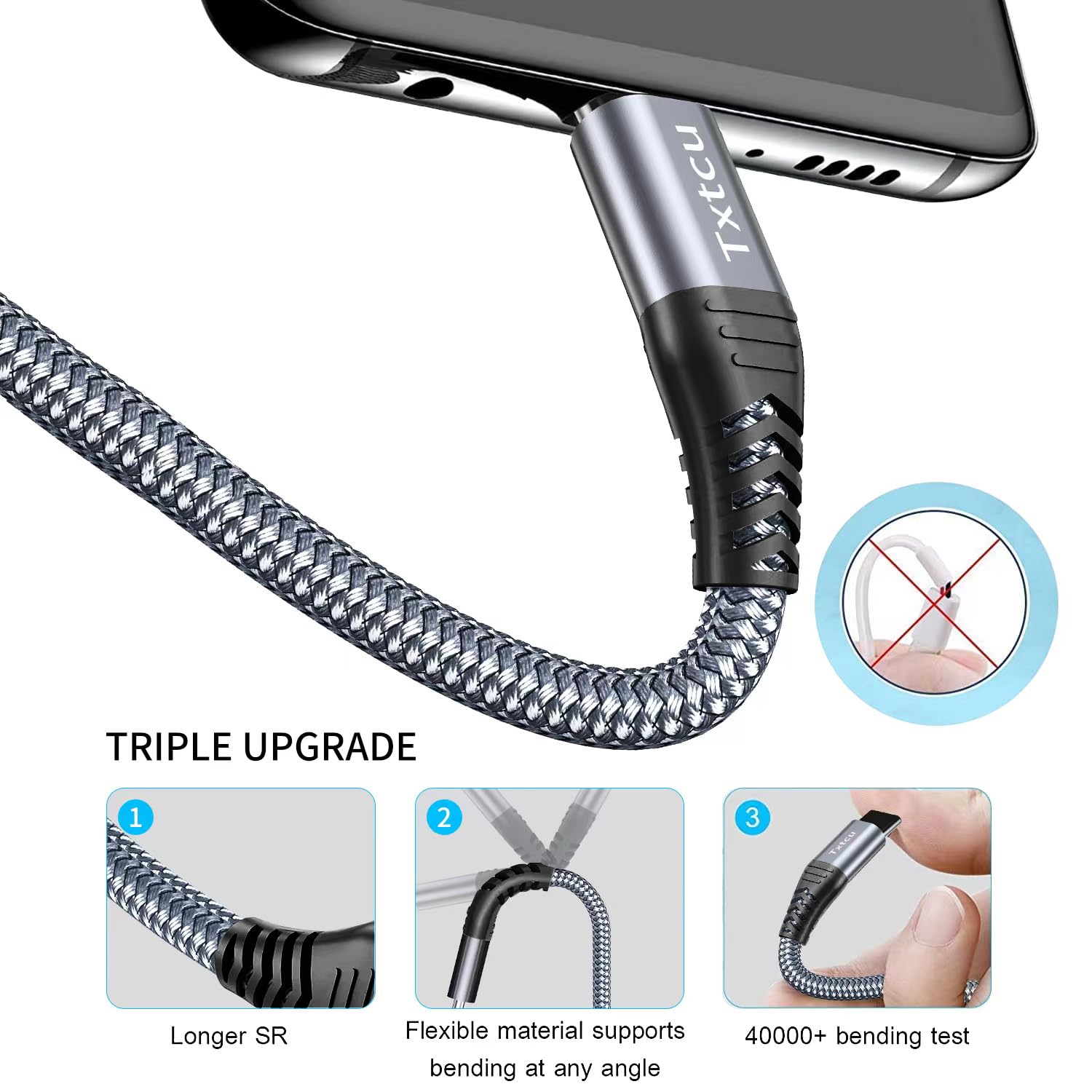 Detalle 2 de Txtcu Micro USB Cable 5m long braided charging cord