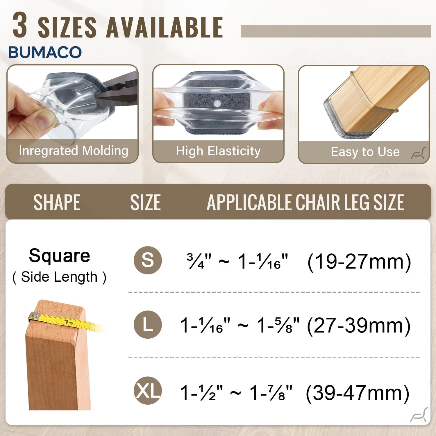 Detalle 2 de BUMACO Chair Leg Floor Protectors, Size S