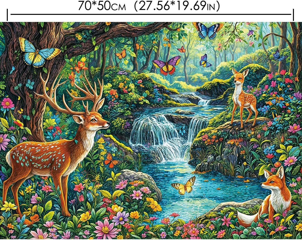 Detalle 1 de HUADADA 1000-Piece Forest Deer Jigsaw Puzzle for Adults