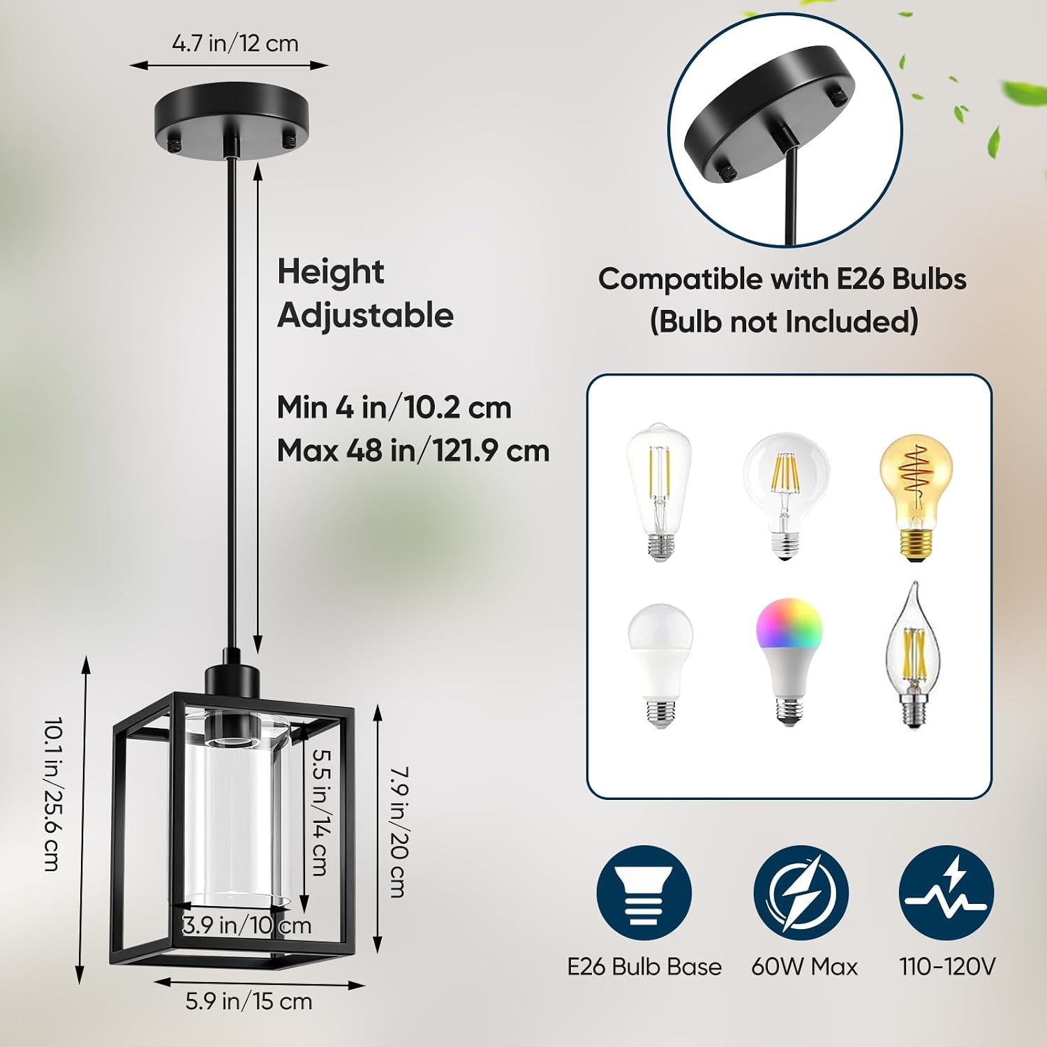 Thumbnail 2 de Pendant Lights, Set of 2, Black