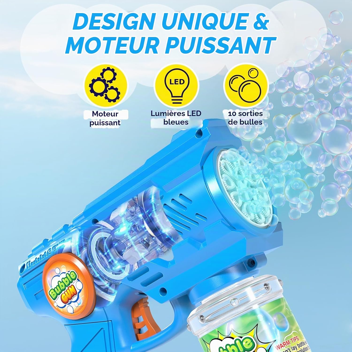 Detalle de Blubbel set met 2 bubbelpistolen, ledverlichting en lekvrij ontwerp