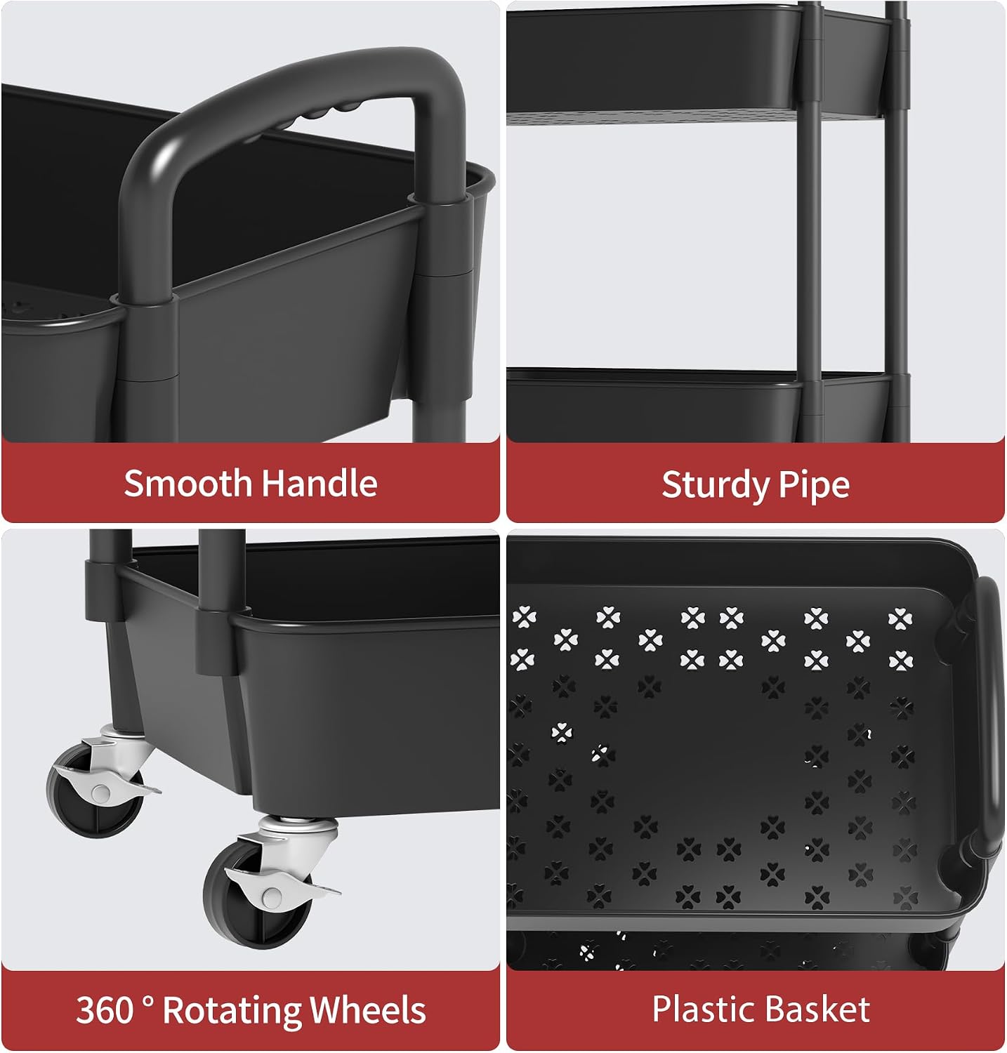 Detalle de Sywhitta 4-Tier Plastic Utility Cart