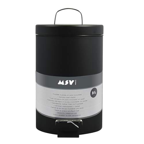 Thumbnail 6 de MSV Poubelle Cosmétique de Salle de Bain en Acier Inoxydable, Seau Intérieur Amovible, Ø3L, Noir Mat