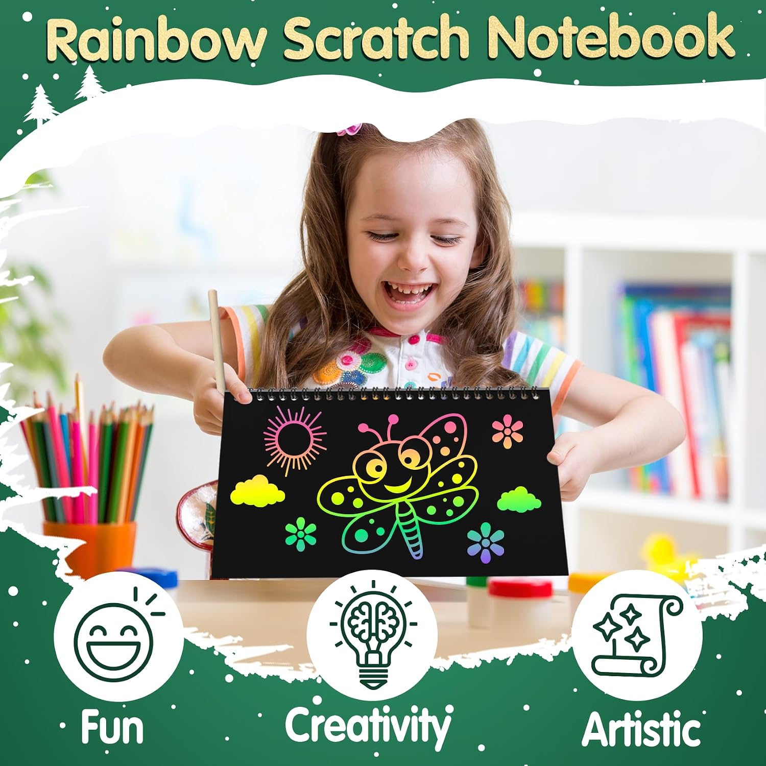 Detalle 2 de ZMLM Scratch Art Notebook 24 Pack 🎨