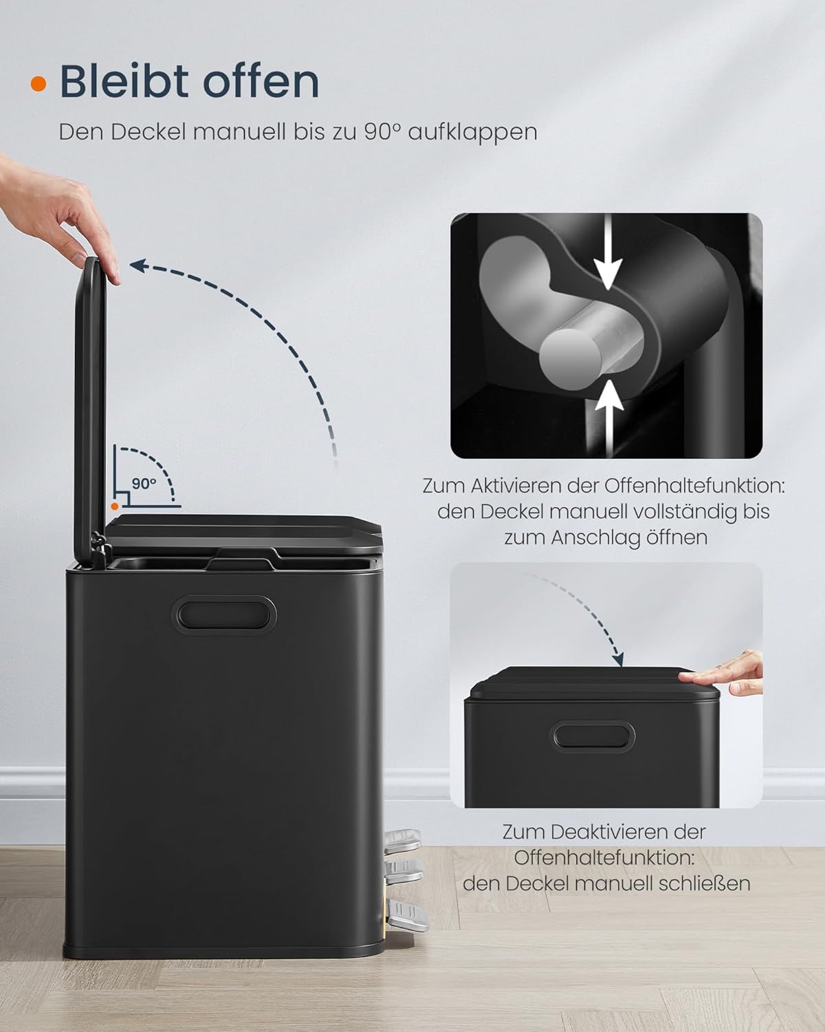 Detalle 2 de SONGMICS HOME Mülleimer Küche 3 x 15 L