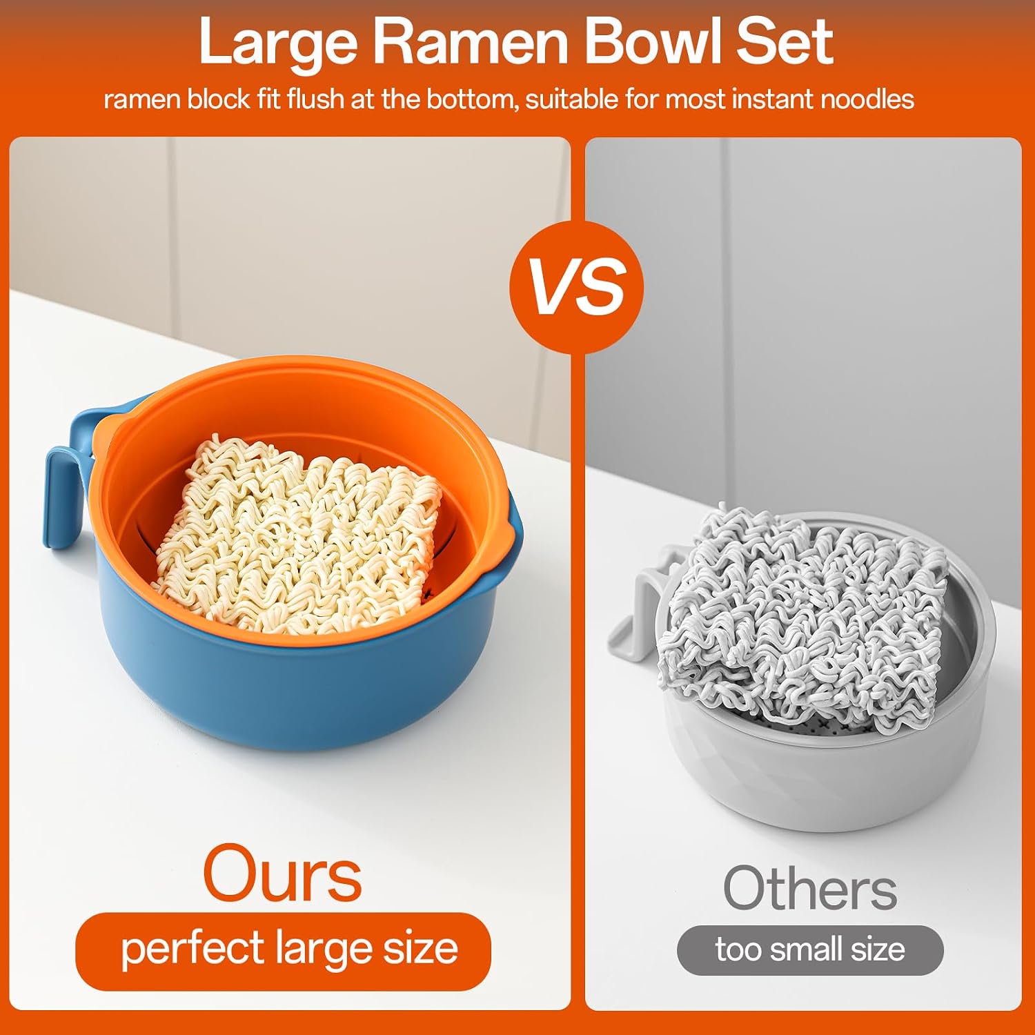Detalle de MEACOLIA rb 50 oz Microwave Ramen Cooker Bowl with Lid and Strainer