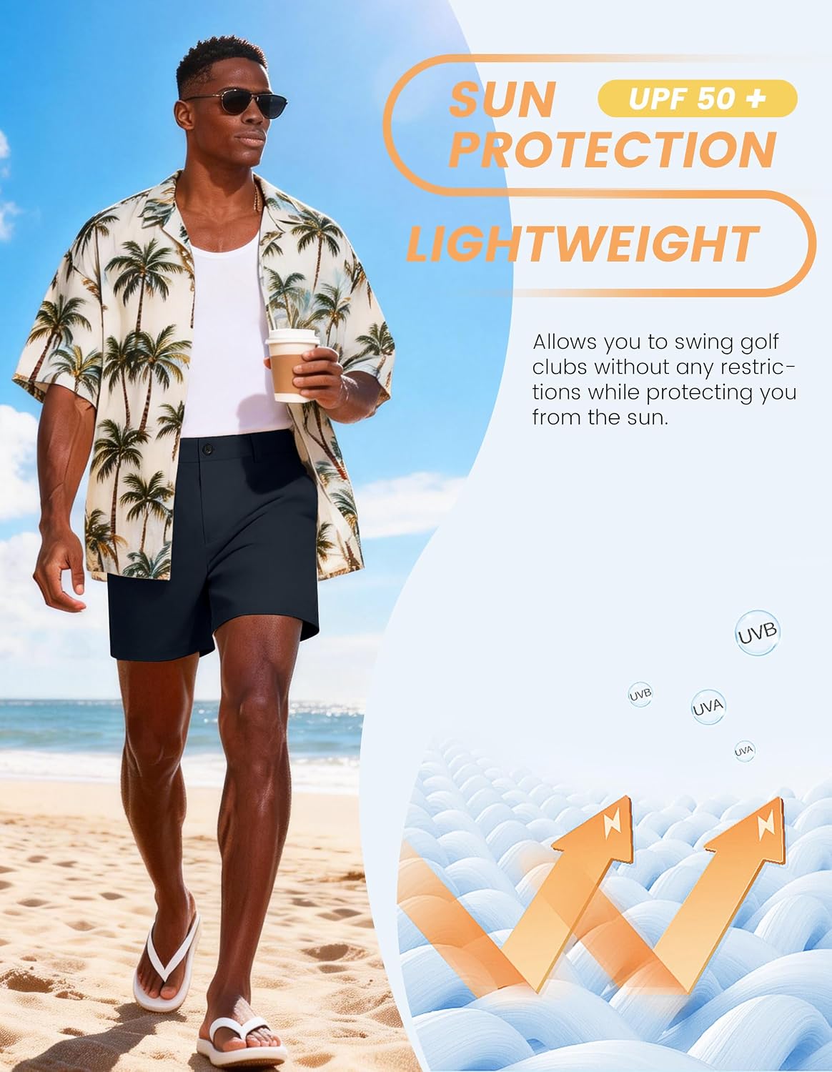 Thumbnail 6 de PULI Men's Golf Dress Shorts Flat Front Hybrid 7 Inch