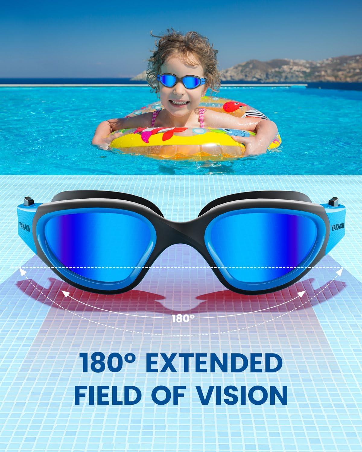 Detalle de YAKAON G1Mini kids swim goggles for ages 6โ14 ๐๐ผ