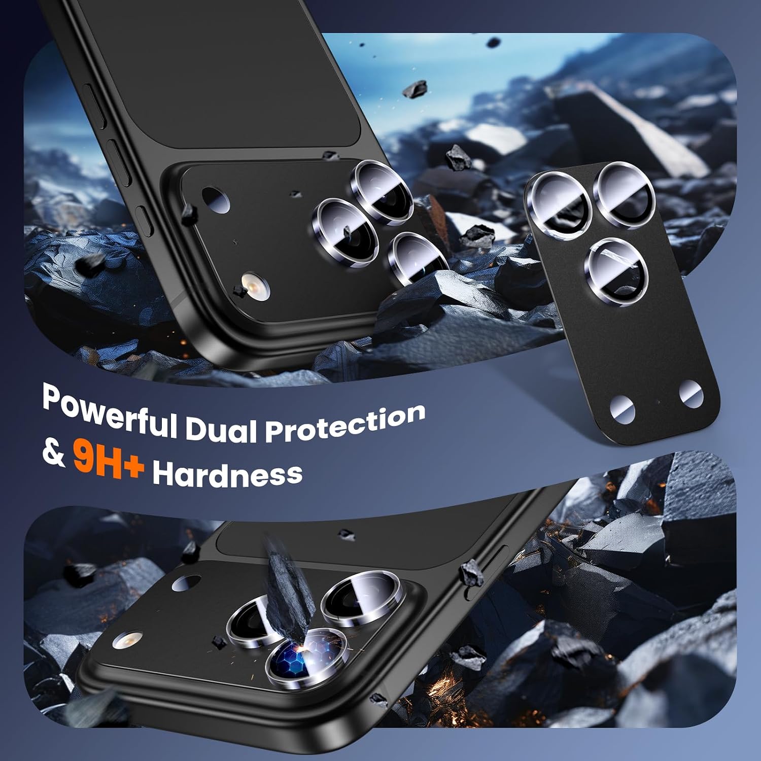 Detalle 2 de UniqueMe iPhone 18 Pro Max Camera Lens Protector, 3-Pack, All Black