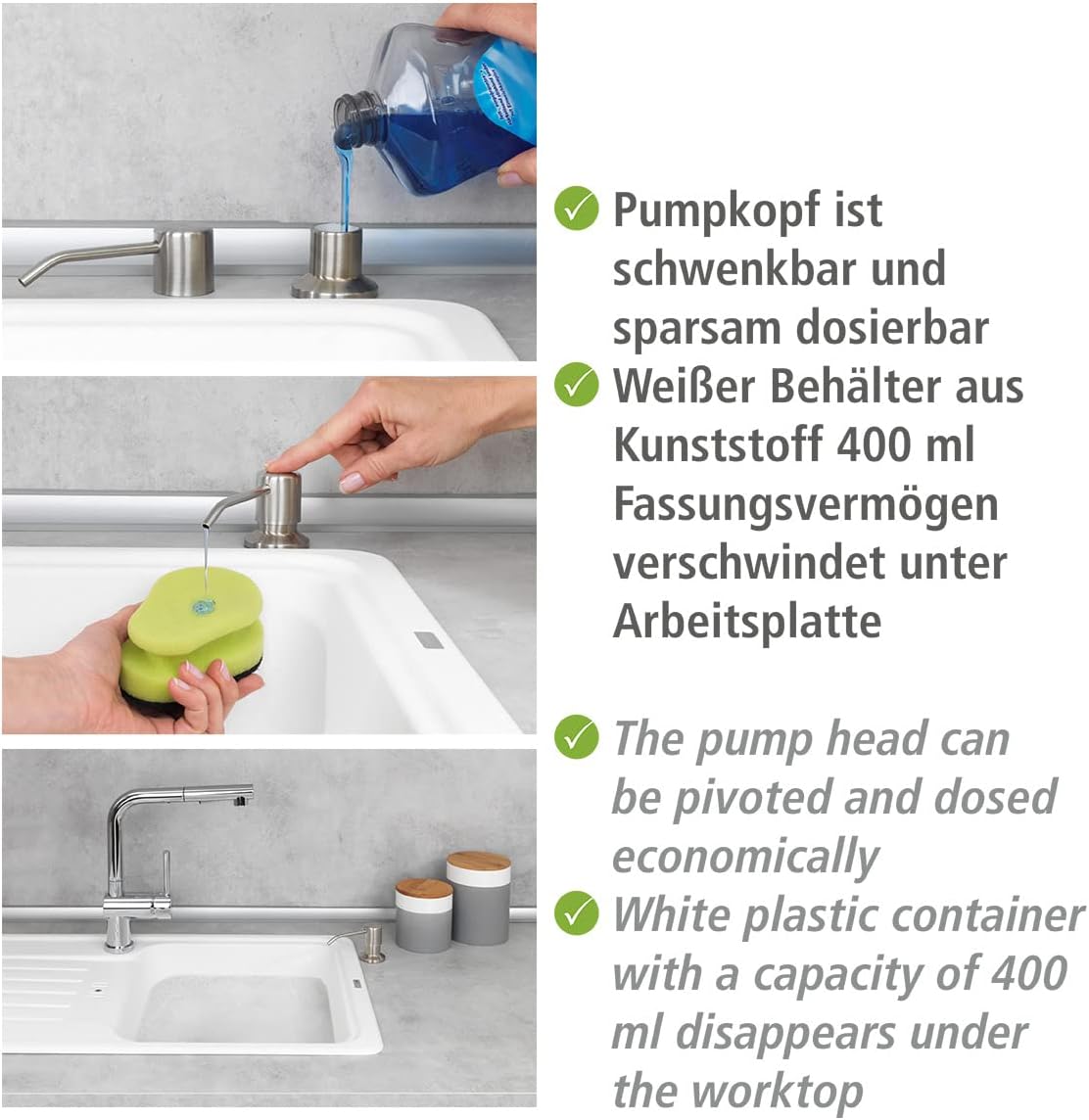 Detalle de Einbau Seifen- und Spülmittelspender Monti 400 ml