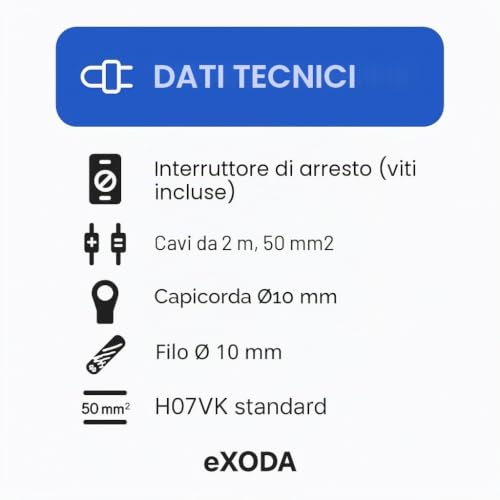Thumbnail 6 de eXODA Set di Cavi Batteria 50mm2 4X M10 capocorda 2m Rosso Nero
