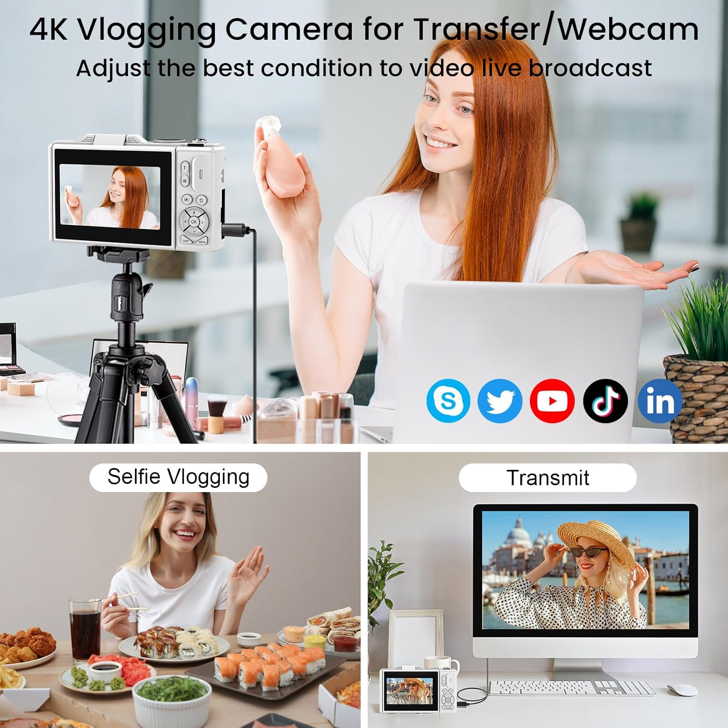 Thumbnail 6 de SOPPY 5K Digital Camera with WiFi Transfer, 75MP Vlogging, 18X Zoom & 3" Flip Screen (White)