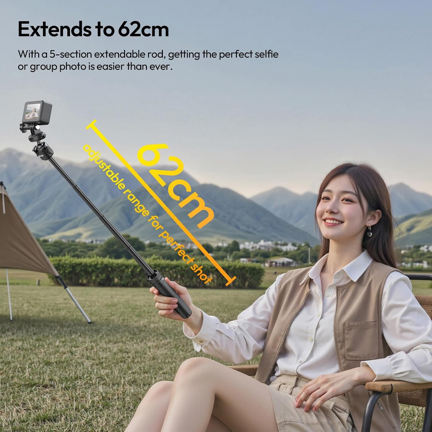 Detalle 2 de ULANZI MT90 Mini trépied 2-en-1 avec perche selfie et fixation rapide CKA pour caméra d’action