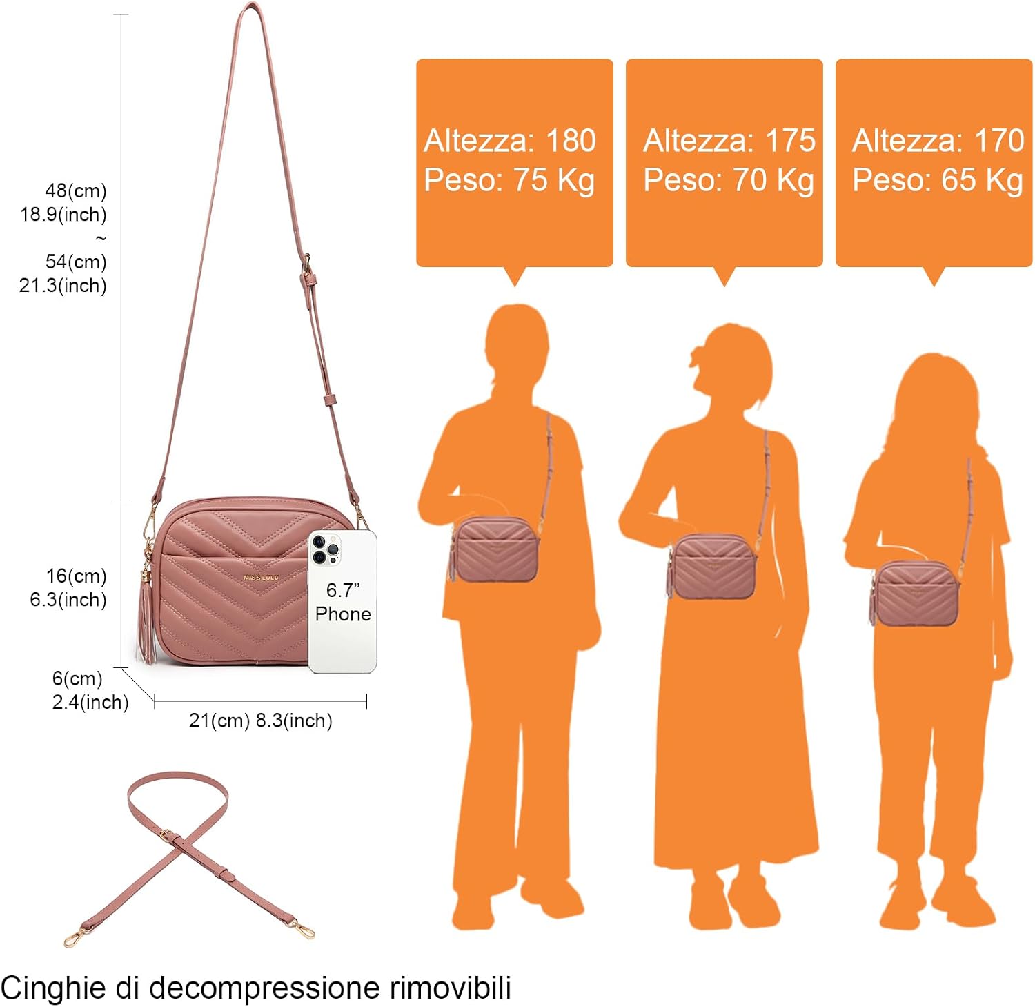 Thumbnail 4 de Miss Lulu Borsa Tracolla Donna Nero Piccola: PU morbido, versatilità e stile discreto