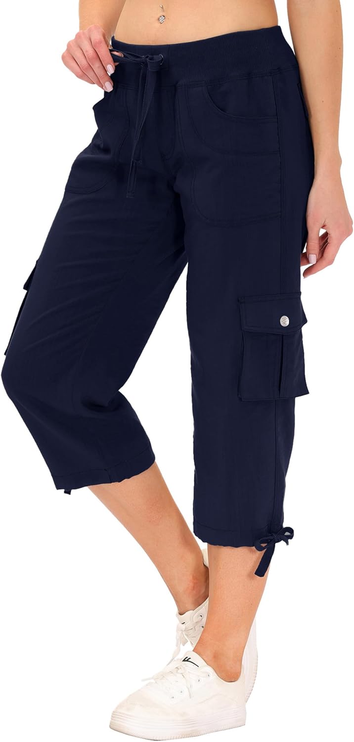 Thumbnail 1 de JINSHI Damen Sommer Cargohose 3/4 Hose Caprihose – Freizeithose mit Mehrfach-Tasche