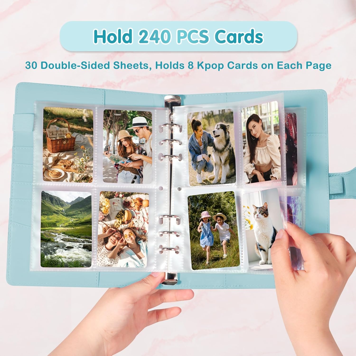 Thumbnail 1 de A5-Bindekarte Sammler mit 30 Pack 4-Pocket-Seiten und 6-Ring-Album (240 Kartenfächer) mit magnetischem Schnallenverschluss