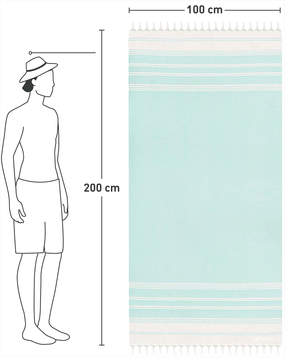 Detalle 2 de Fit-Flip Hammamtuch 100x200 cm aus Baumwolle