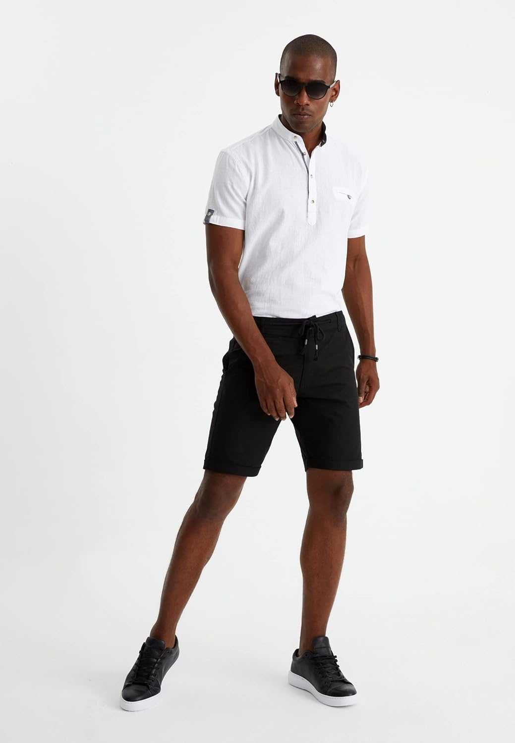 Detalle de Leif Nelson Bermuda en lin pour homme – Short d’été élégant et polyvalent