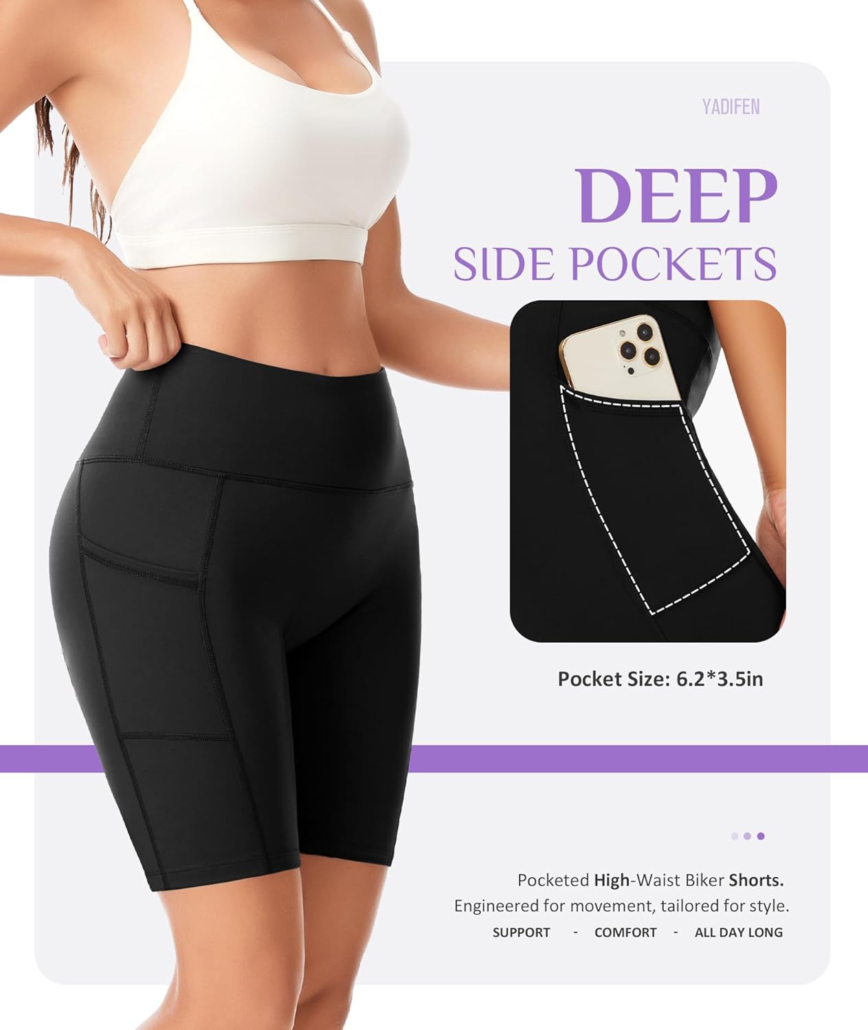 Thumbnail 2 de YADIFEN High Waisted Cycling Shorts for Women with Pockets