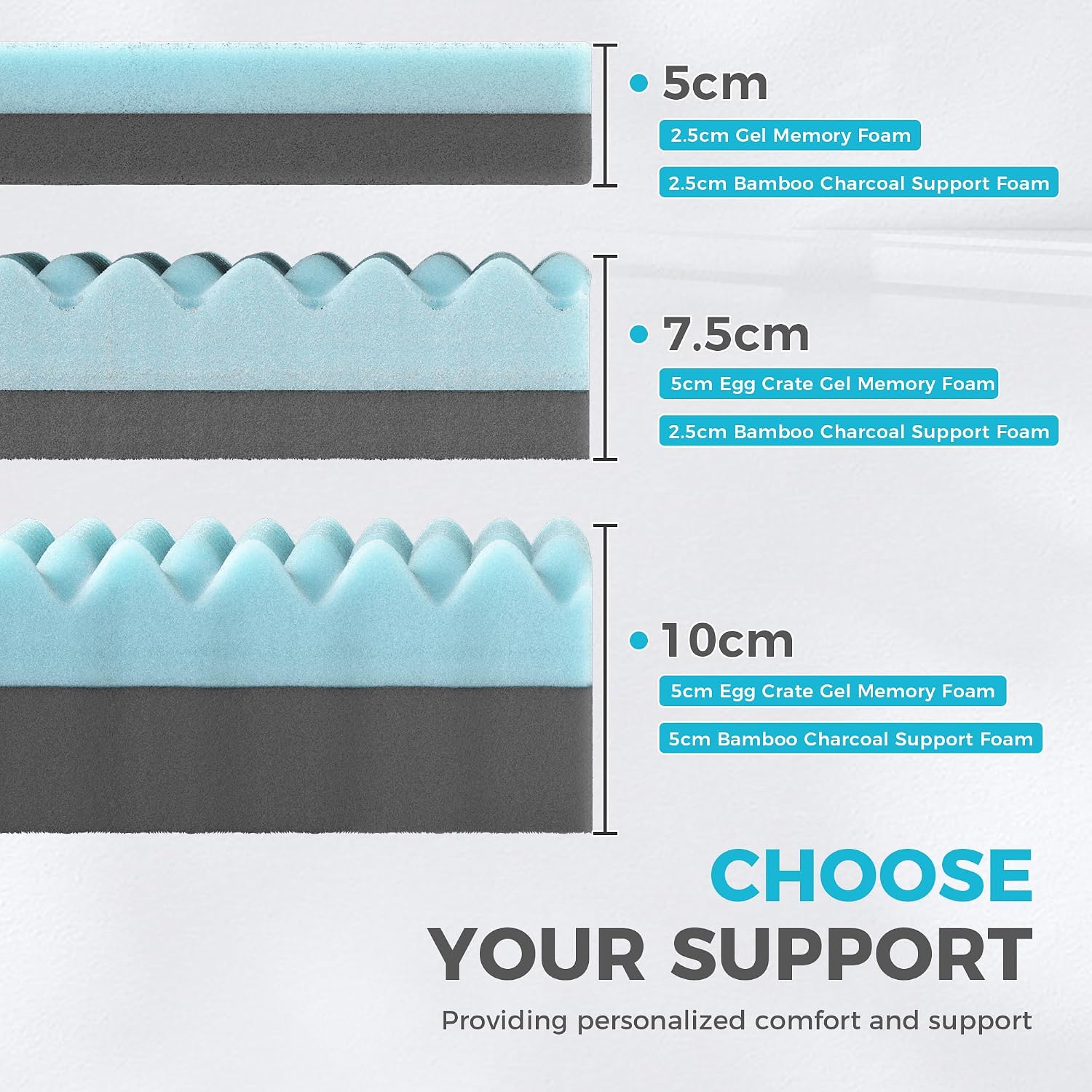 Thumbnail 3 de 3 Inch Memory Foam Mattress Topper 7.5cm (135x190cm)