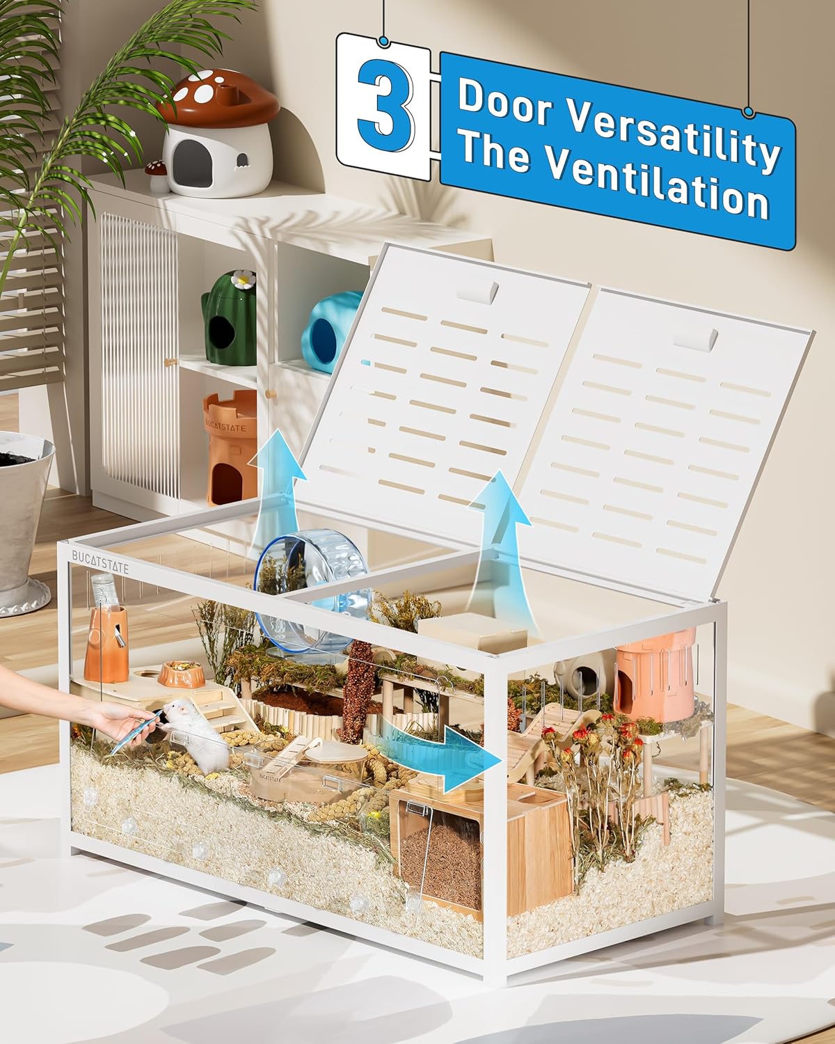 Thumbnail 2 de BUCATSTATE Hamster Cage 3.0 metal large cage with top access (120L x 60W x 62H cm) for Syrian, dwarf hamsters & more