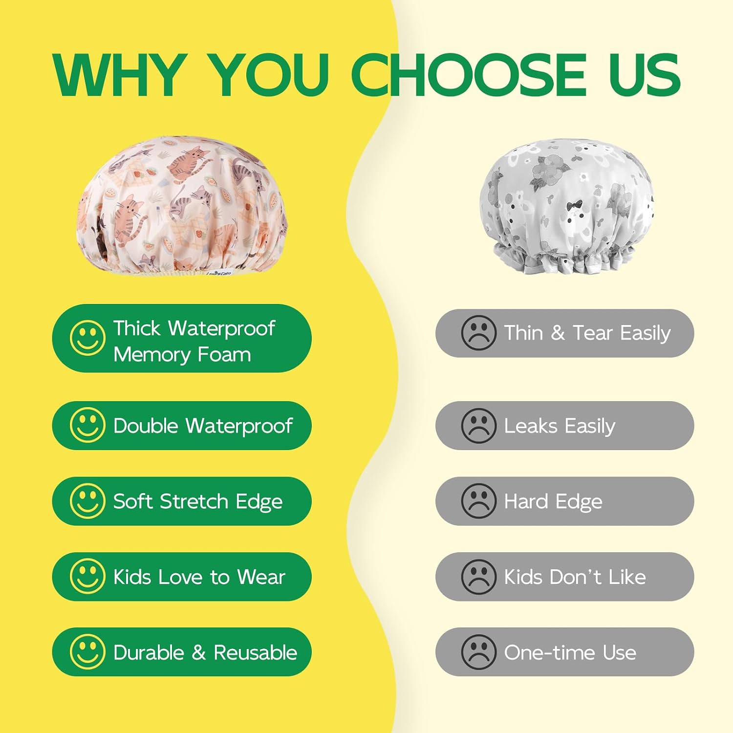 Thumbnail 6 de Years calm YC-XM-EY-004 Kids’ Shower Cap, Reversible Double-Layer Design