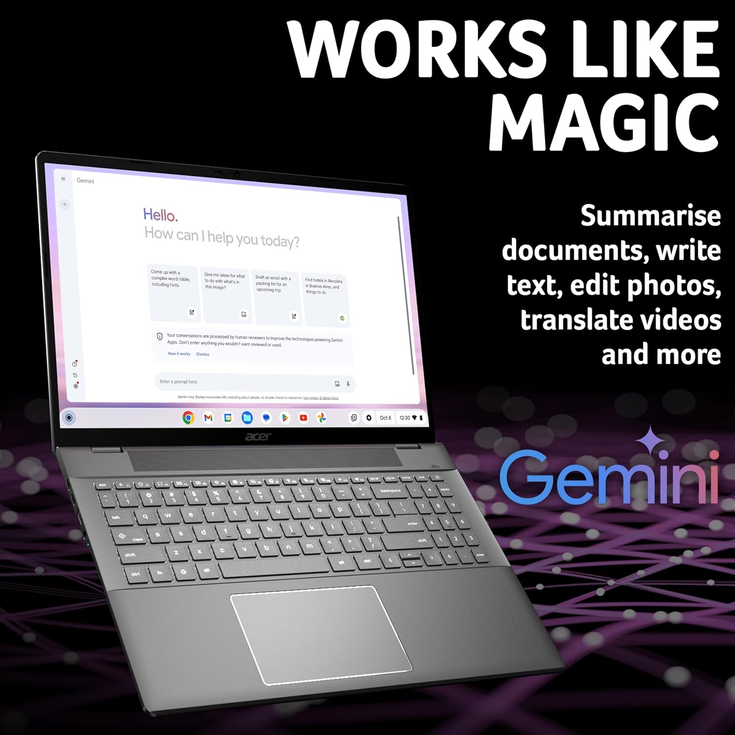 Thumbnail 2 de Acer Chromebook Plus 516 CB516-1H (Intel Core i3, 8GB RAM, 256GB SSD) — 16" WUXGA laptop with Chrome OS