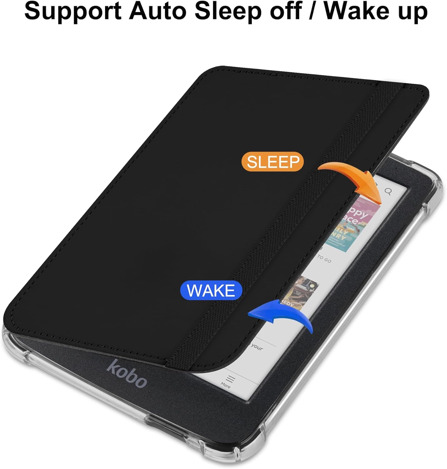 Detalle de HGWALP Hülle für 6 Zoll Kobo Clara Colour / Clara BW / Clara 2E – Premium PU-Leder, transparente TPU-Rückseite, Sleep/Wake