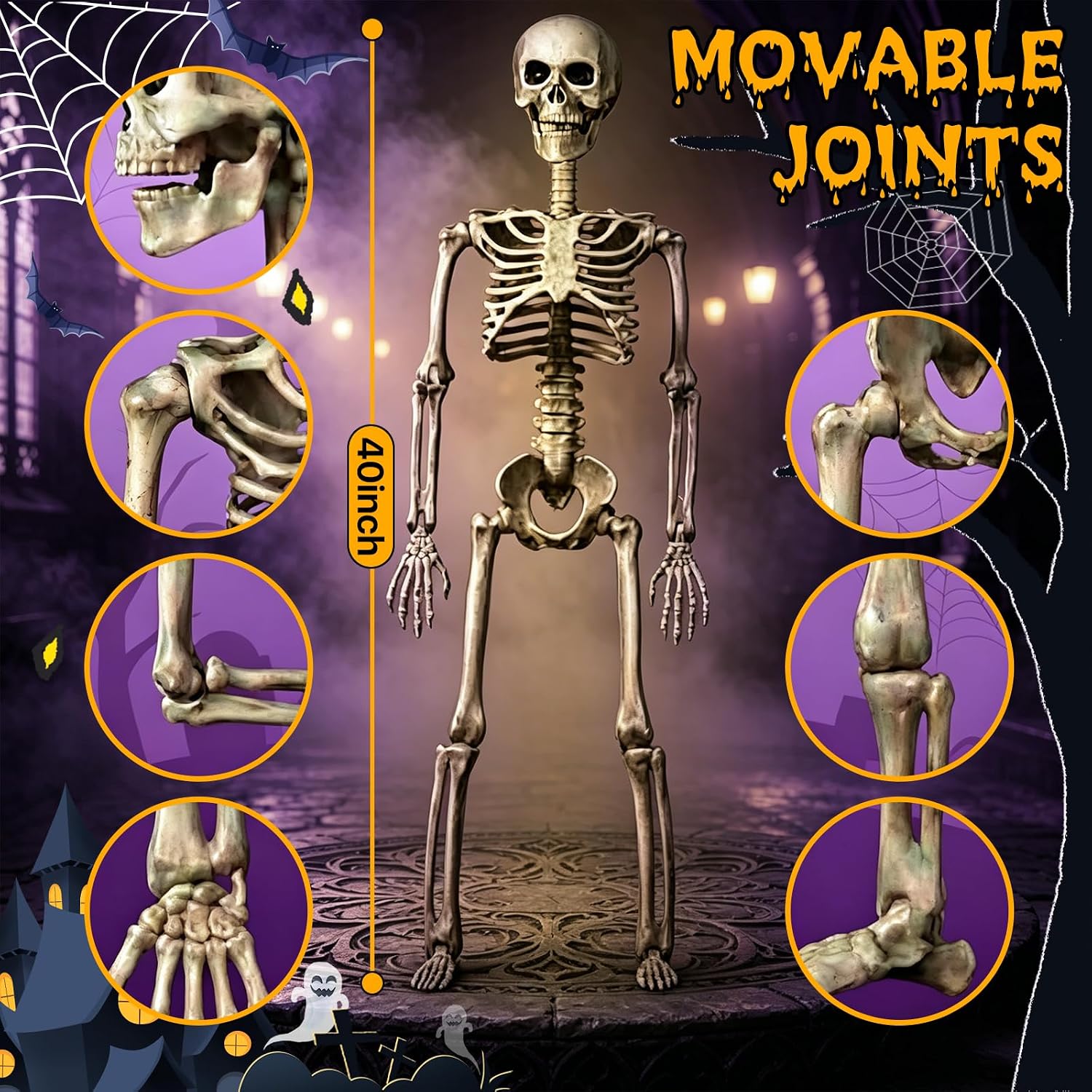 Thumbnail 2 de wymulot 2-Pack 40-Inch Posable Halloween Skeletons with Movable Joints