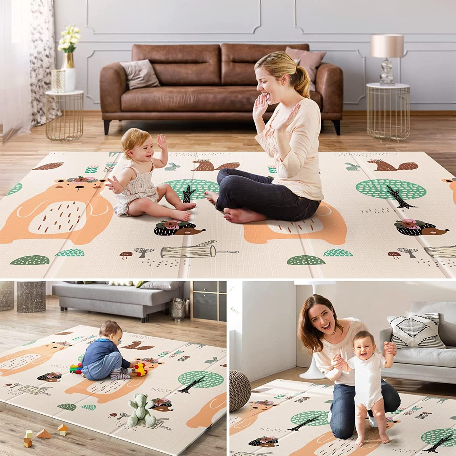 Detalle 1 de UANLAUO Foldable Baby Play Mat, 79 x 71 Inches