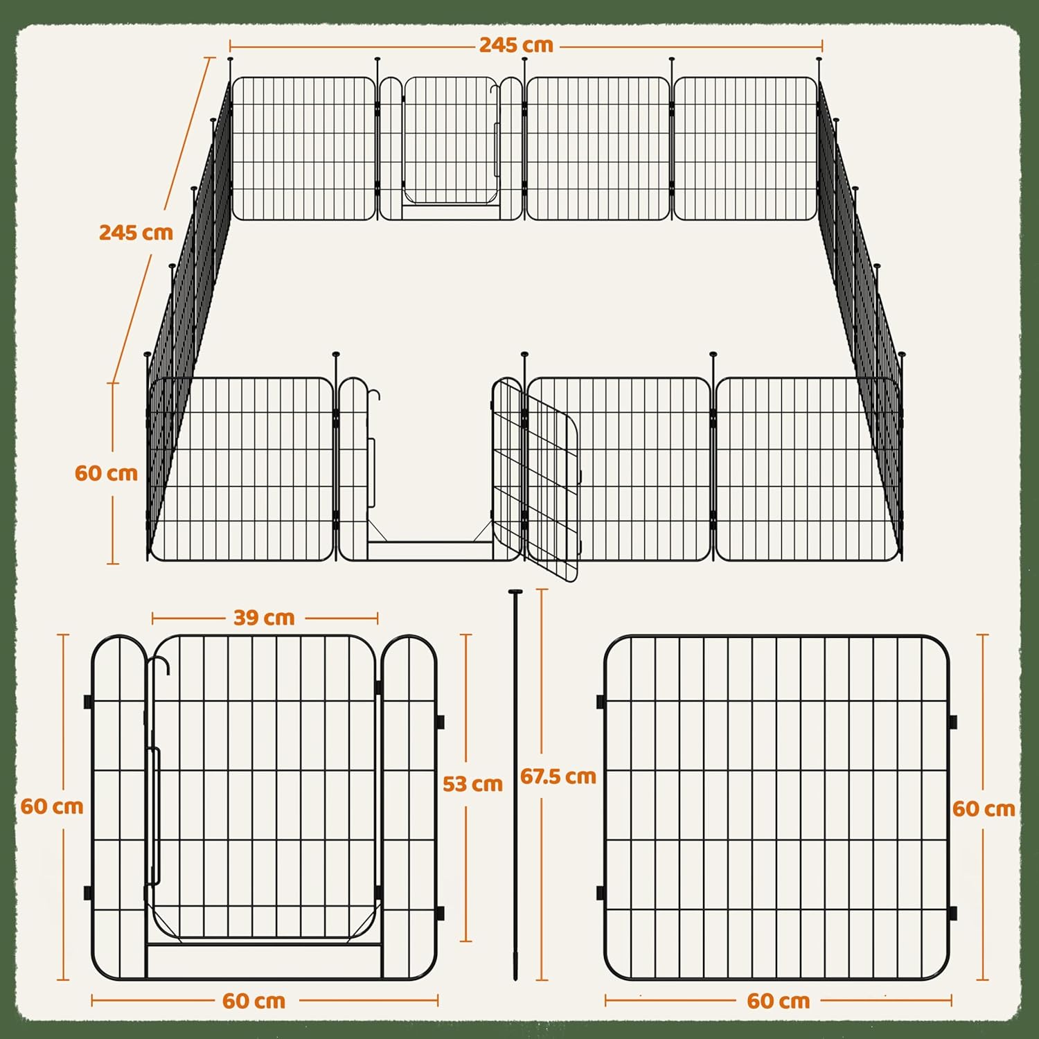 Thumbnail 2 de Yaheetech 16 Paneles Parque para Perros 60 x 60 cm