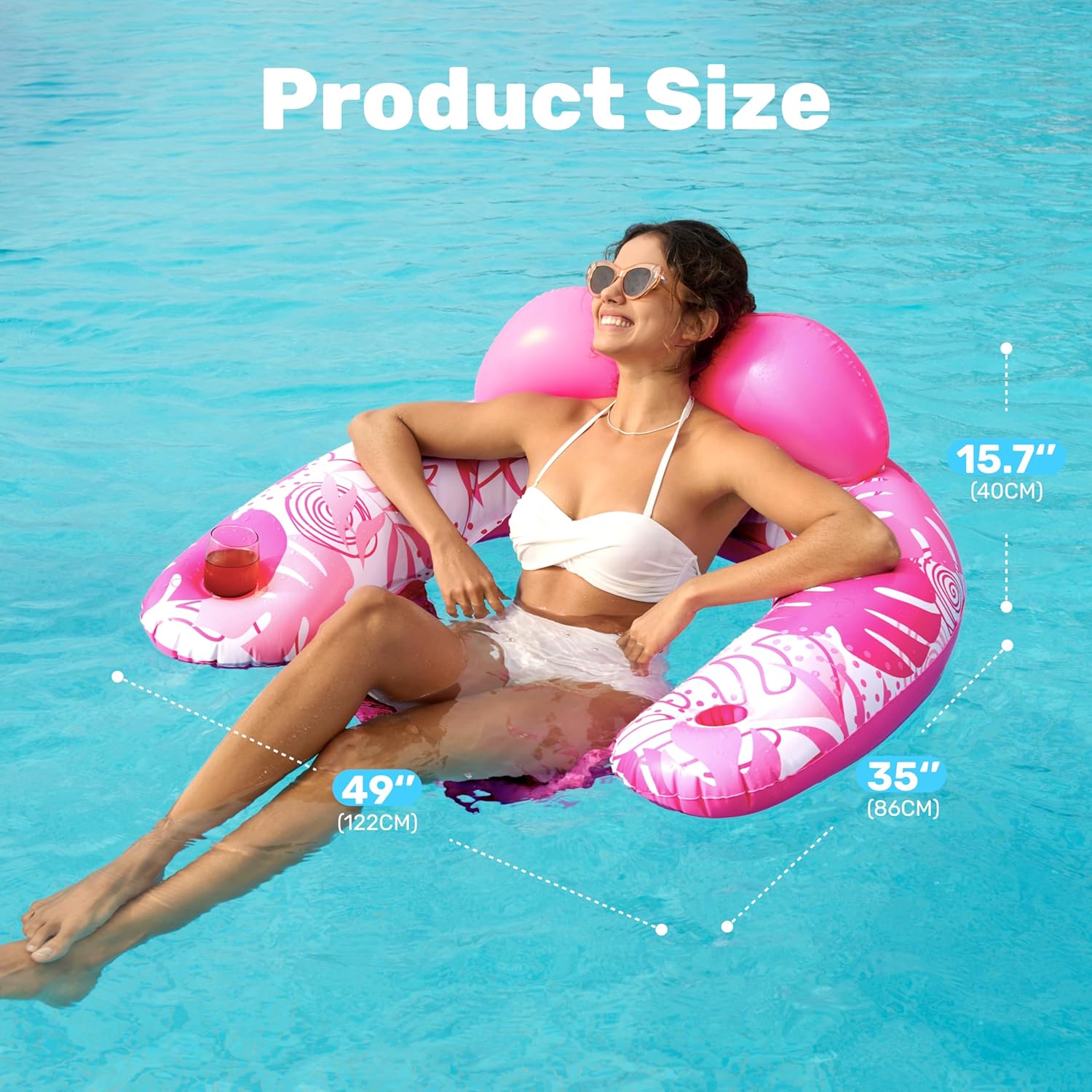 Thumbnail 2 de SLOOSH Inflatable Pool Floats Adult – 2 Pack Pool Chairs with Cup Holders